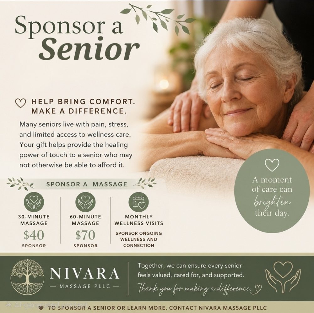 Sponsor a Senior flyer from Nivara Massage