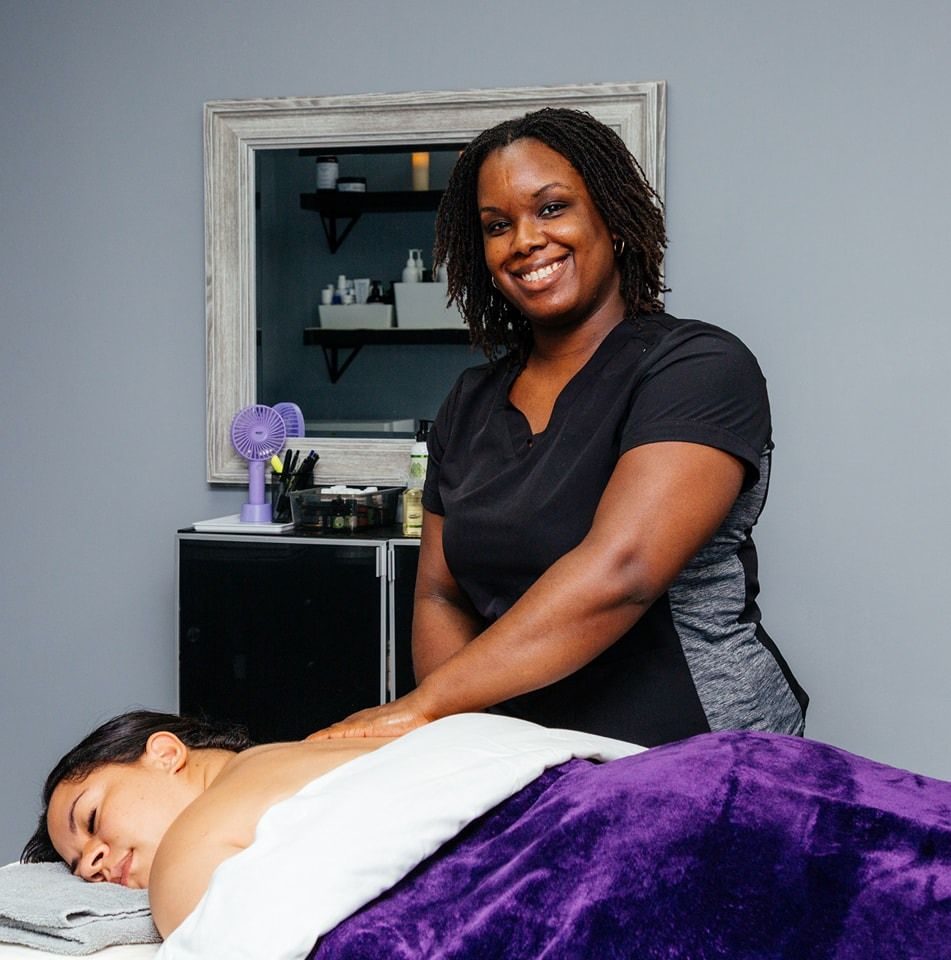 Lorna Douglas giving a massage in her studio
