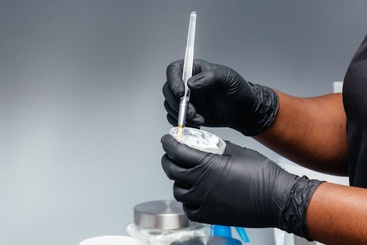 A facial product being prepared